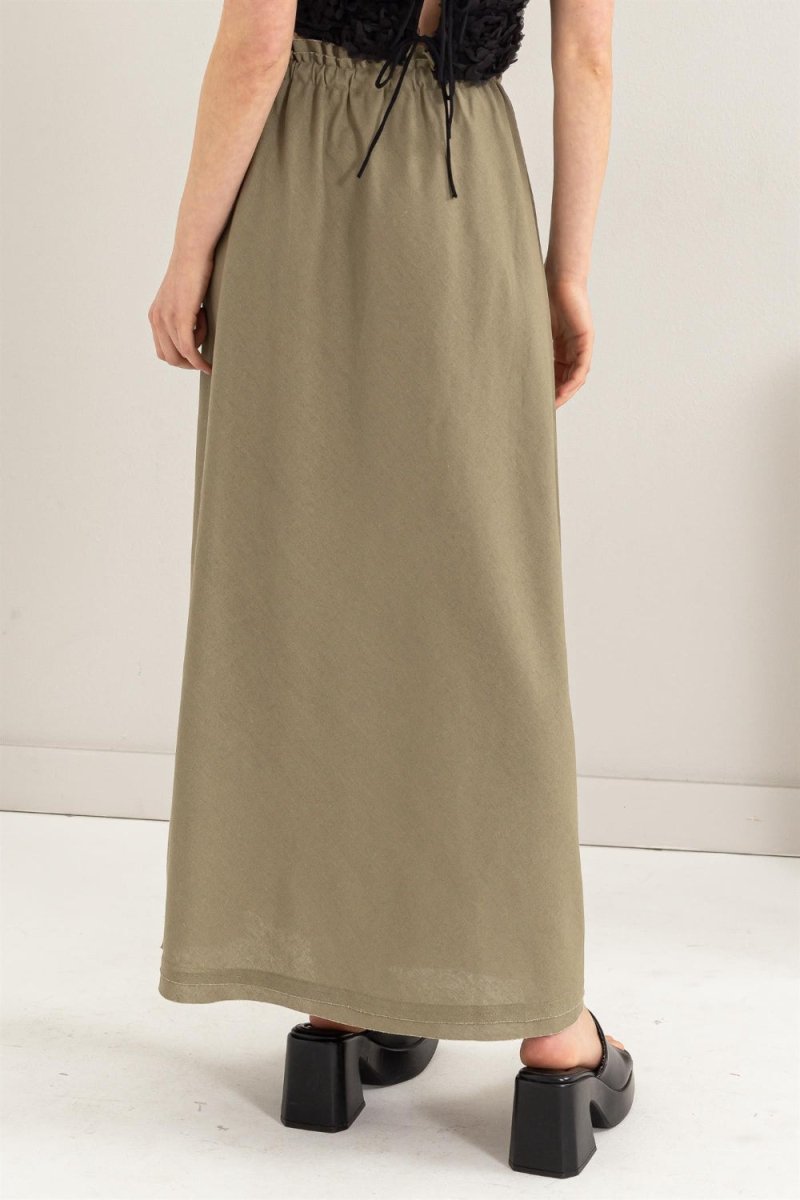 HYFVE Drawstring Washed Linen Maxi Skirt | | 2