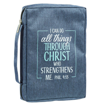 I Can Do All Things Blue Poly-Canvas Bible Cover - Philippians 4:13 | 2FruitBearers