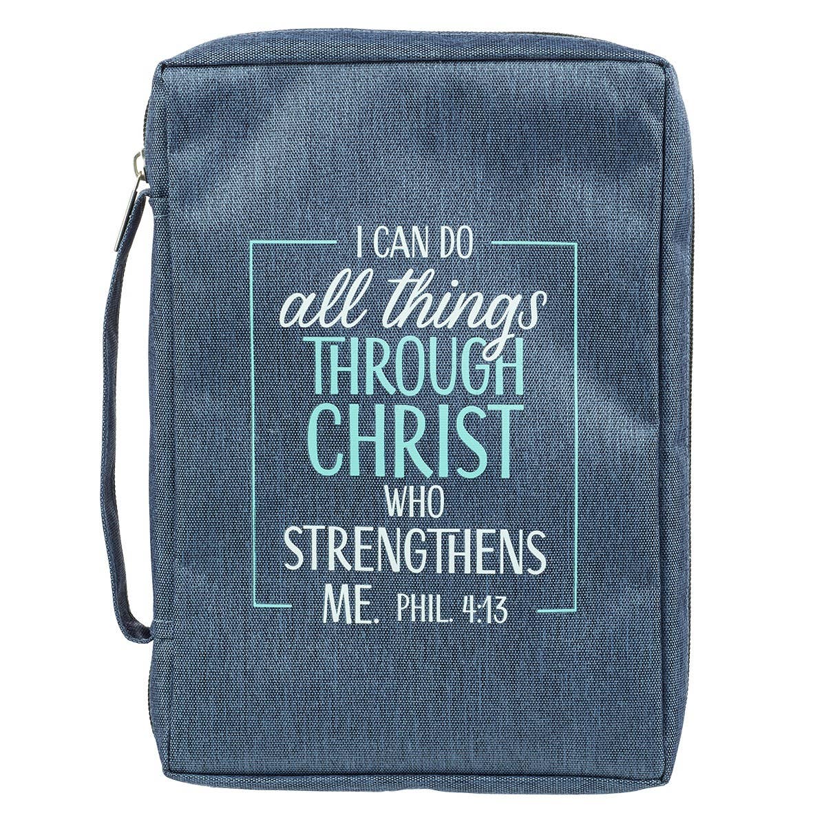 I Can Do All Things Blue Poly-Canvas Bible Cover - Philippians 4:13 | 2FruitBearers