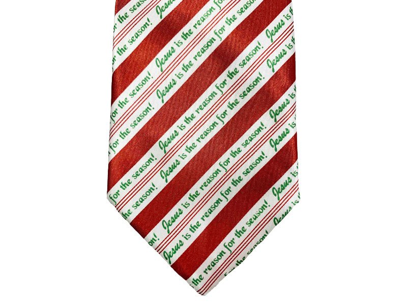 Jesus Is Reason - Candy Cane Polyester Tie | Neckties | 3