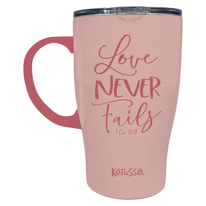 Kerusso 15 oz Stainless Steel Mug With Handle Love Never Fails | Stainless Steel Mugs | 1