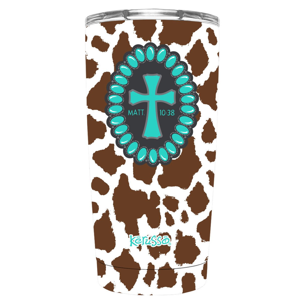 Kerusso 20 oz Stainless Steel Tumbler Cowhide Cross | Mugs | 1