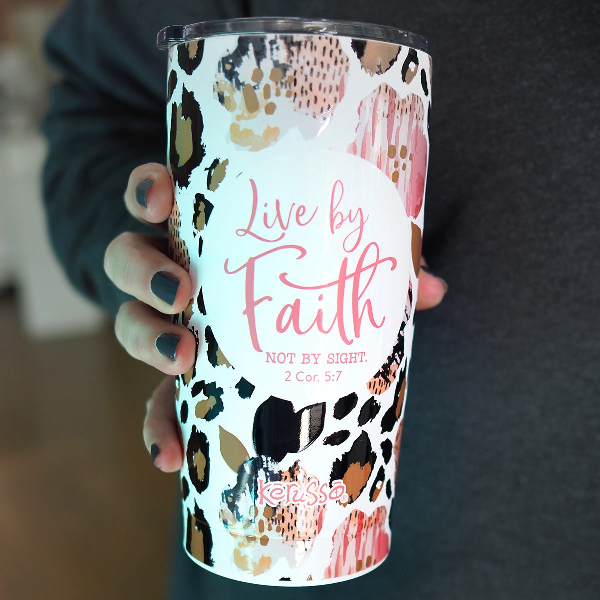 Kerusso 20 oz Stainless Steel Tumbler Live By Faith | Mugs | 3