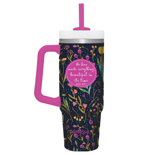 Kerusso 30 oz Stainless Steel Mug With Straw Everything Beautiful | 2FruitBearers