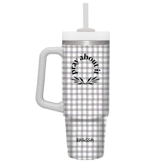 Kerusso 30 oz Stainless Steel Mug With Straw Pray About It | 2FruitBearers