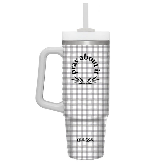 Kerusso 30 oz Stainless Steel Mug With Straw Pray About It | Mugs | 1