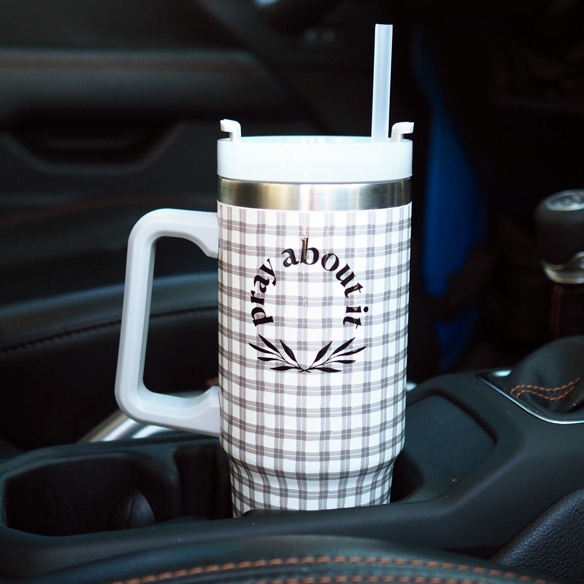 Kerusso 30 oz Stainless Steel Mug With Straw Pray About It | Mugs | 3