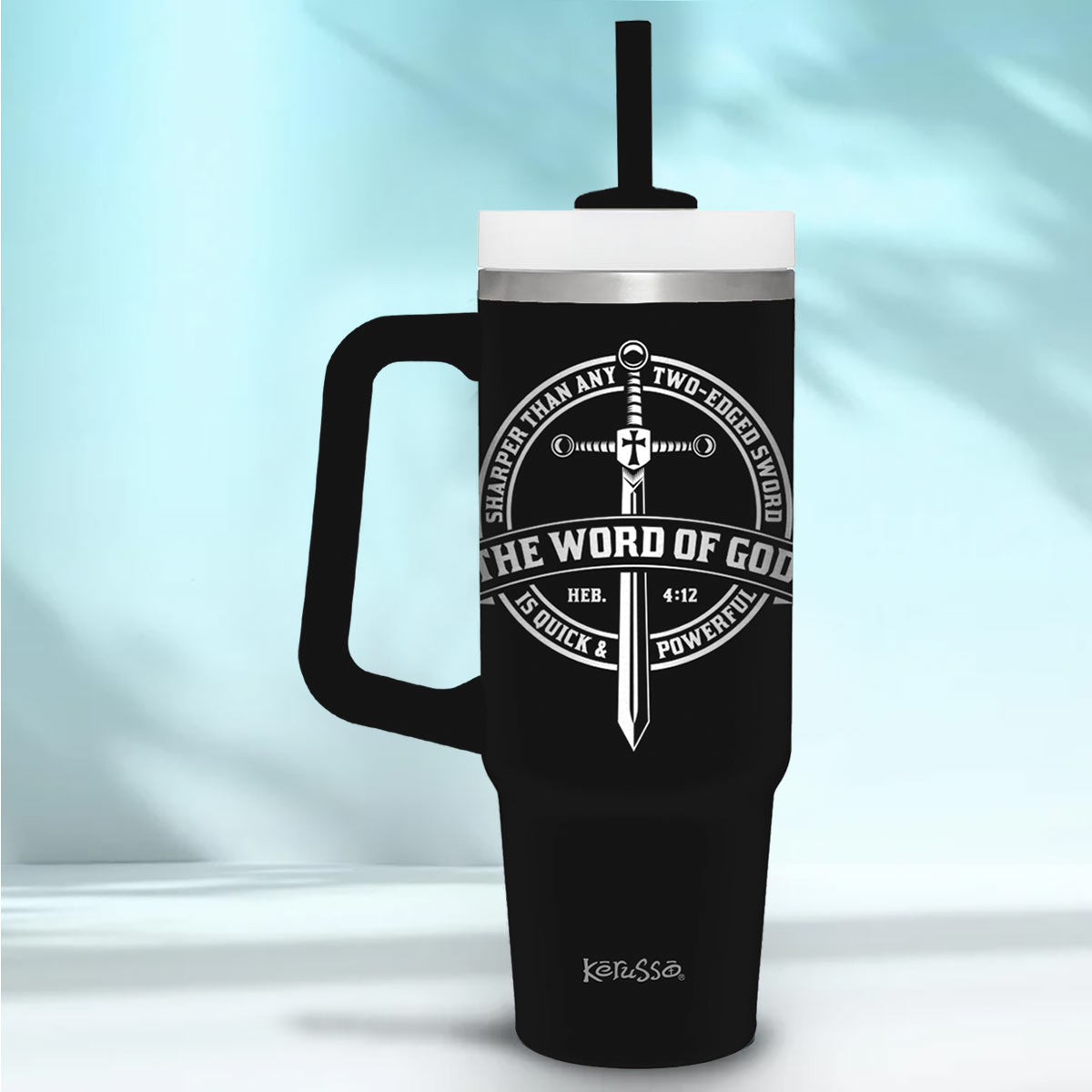 Kerusso 30 oz Stainless Steel Mug With Straw Word Of God | Stainless Steel Mugs | 3