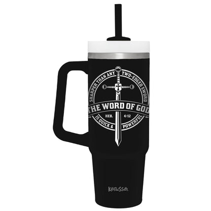 Kerusso 30 oz Stainless Steel Mug With Straw Word Of God | Stainless Steel Mugs | 1