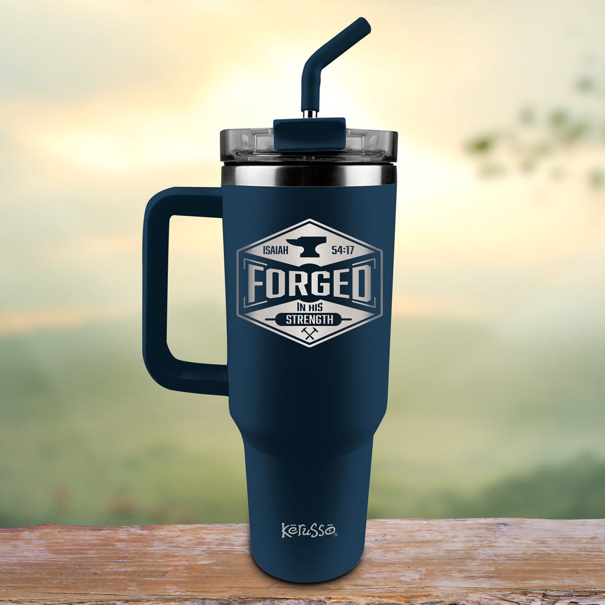 Kerusso 40 oz Stainless Steel Mug With Straw Forged | Mugs | 3