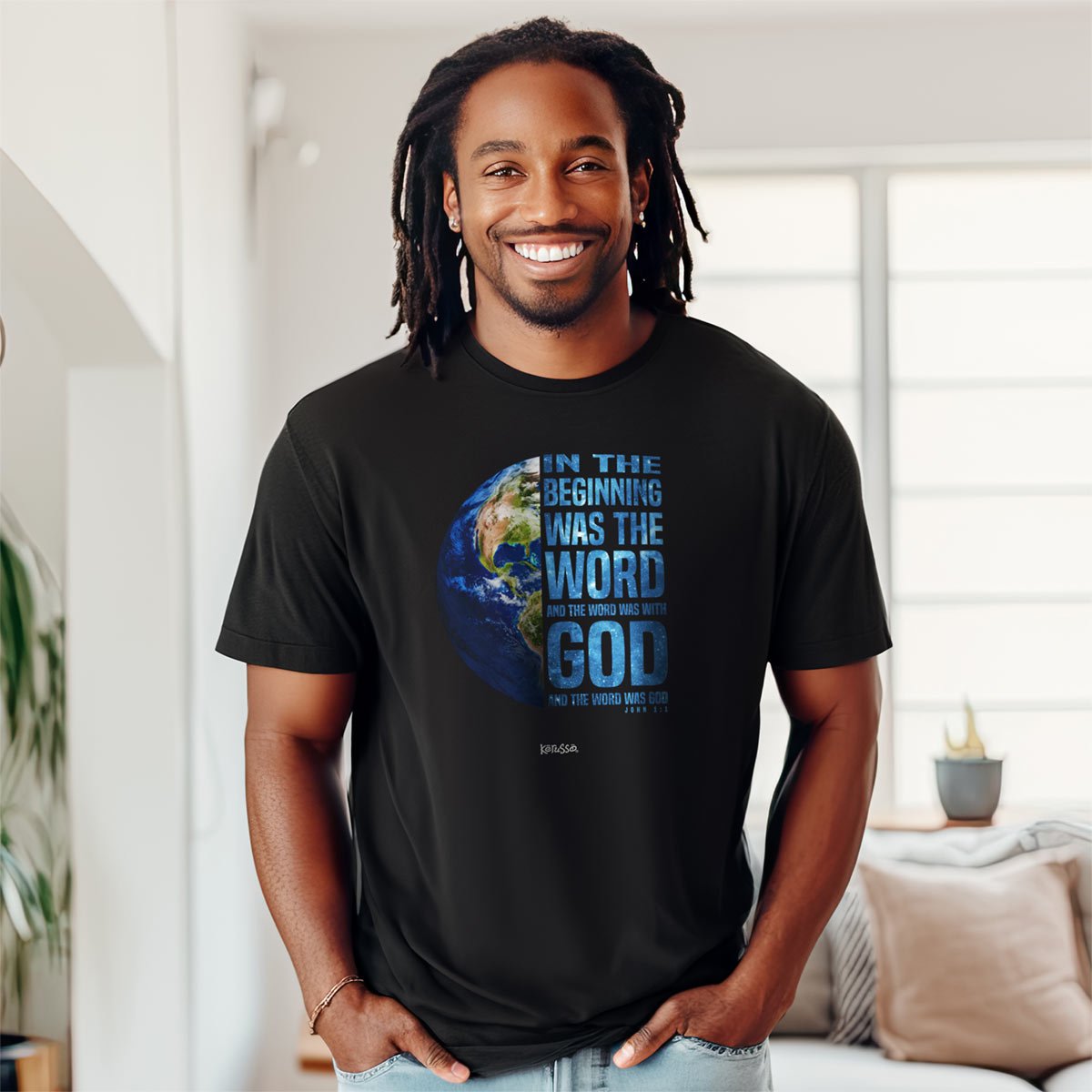 Kerusso Christian T-Shirt In The Beginning Globe | Unisex T-Shirts | 4