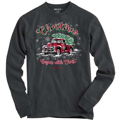 Kerusso Christmas Long Sleeve T-Shirt Christmas Tree Truck | Unisex T-Shirts | 1