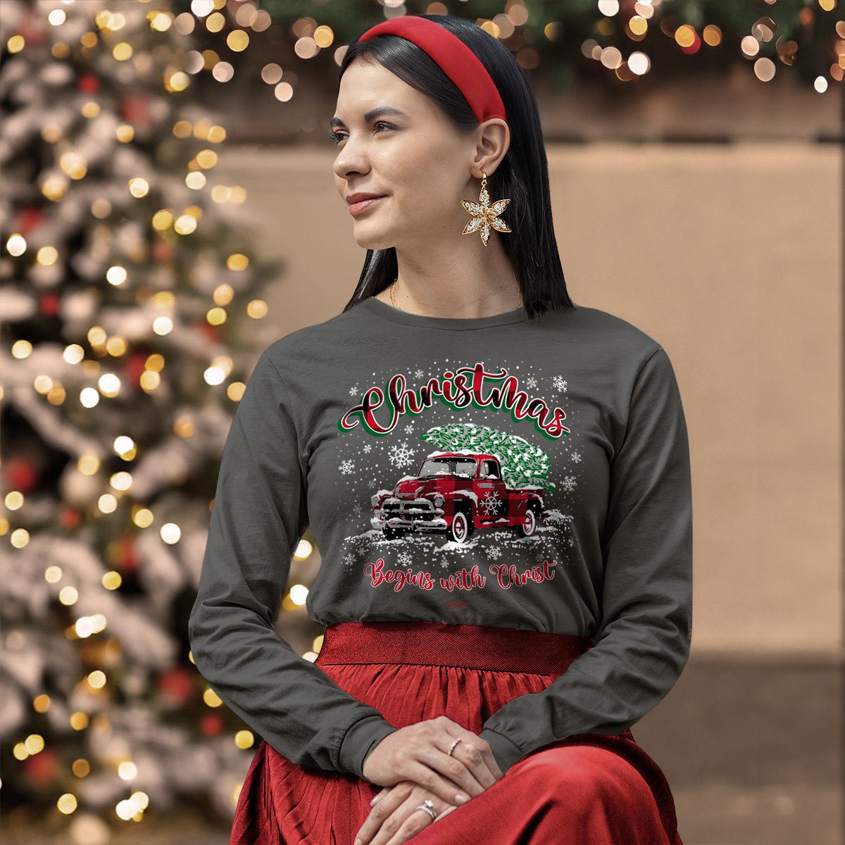 Kerusso Christmas Long Sleeve T-Shirt Christmas Tree Truck | Unisex T-Shirts | 3