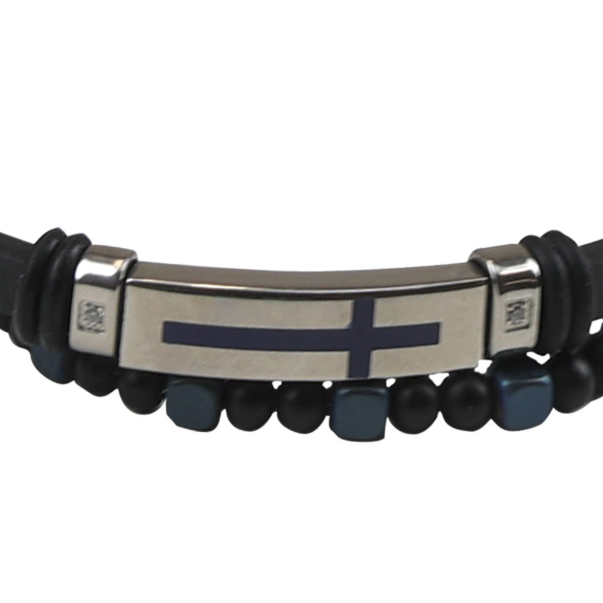 Kerusso Mens Bracelet Cross Bead Leather | Wristbands | 2