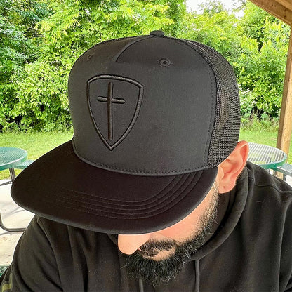 Kerusso Mens Cap Black Cross And Shield | Men's Caps | 7