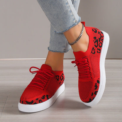 Lace - Up Leopard Flat Sneakers | Sneakers | 8