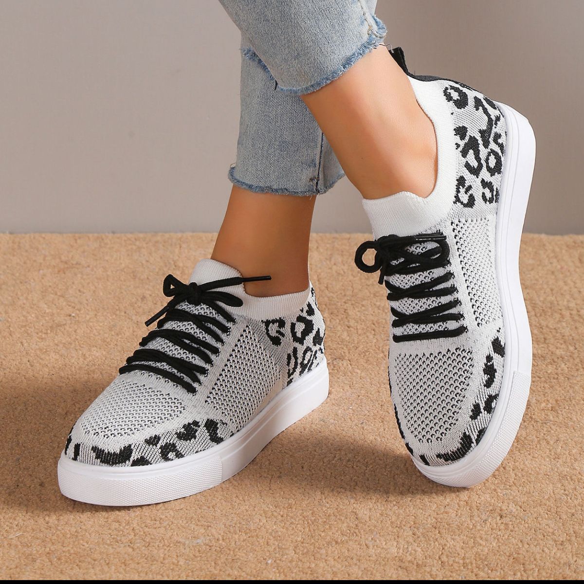 Lace - Up Leopard Flat Sneakers | Sneakers | 5