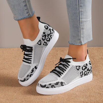 Lace - Up Leopard Flat Sneakers | Sneakers | 4