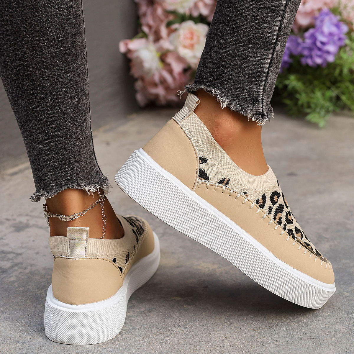 Leopard Round Toe Platform Sneakers | Sneakers | 2