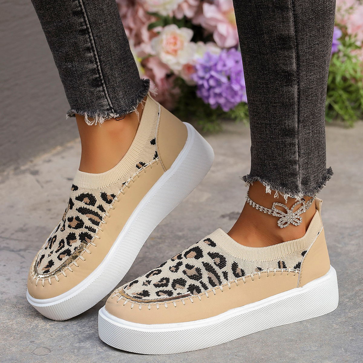 Leopard Round Toe Platform Sneakers | Sneakers | 3