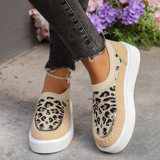 Leopard Round Toe Platform Sneakers | Sneakers | 1