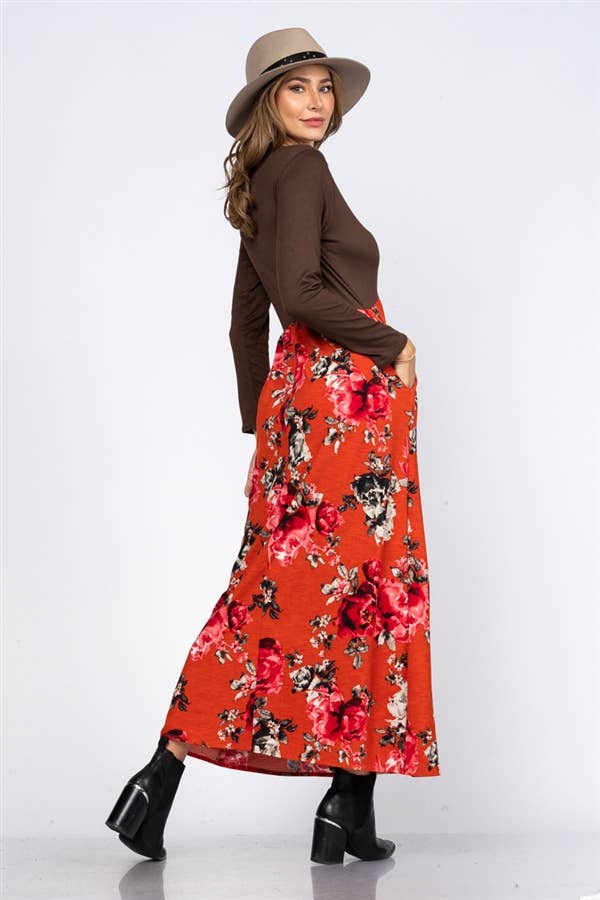 Mocha Red Fox Floral Maxi Dress | | 3