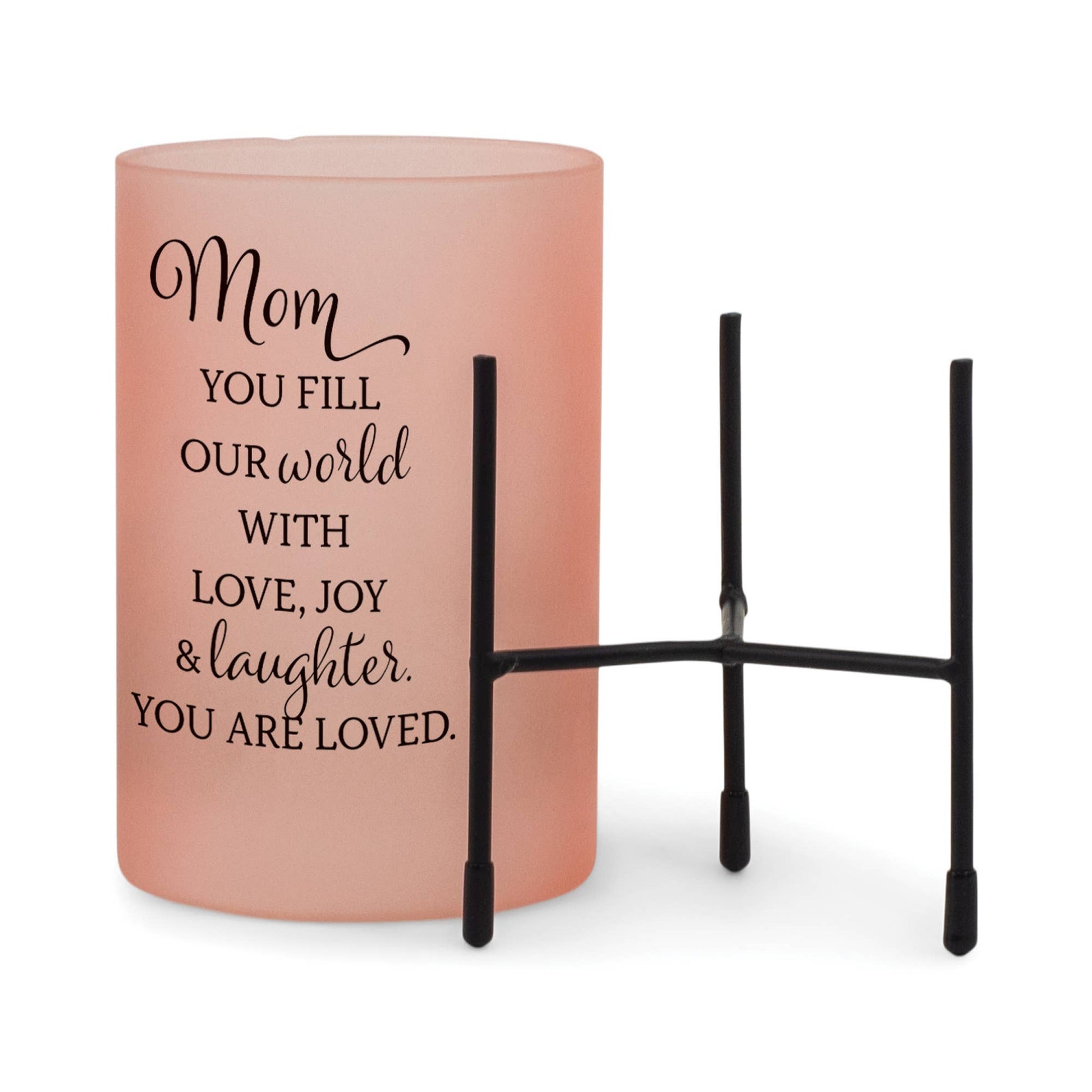 Mom Fill Our World With Love Glass Candleholder With Stand | 2FruitBearers