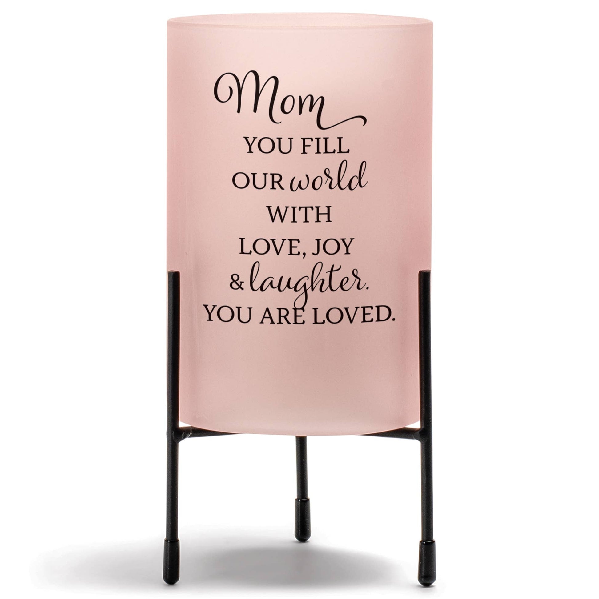 Mom Fill Our World With Love Glass Candleholder With Stand | 2FruitBearers