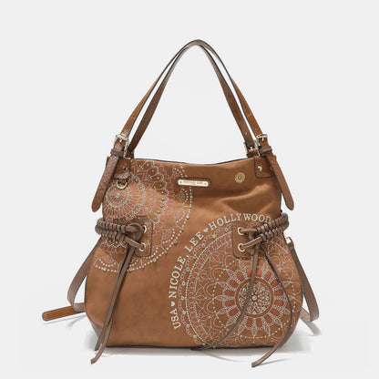 Nicole Lee USA Side Braided Tassel Inlaid Rhinestone Embroidery Hobo Bag | Hobo Bags | 3