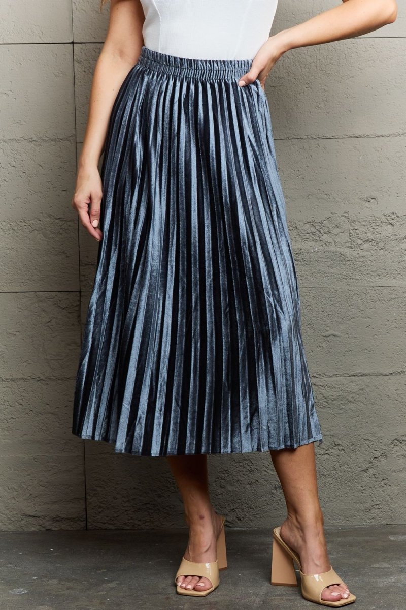 Ninexis Accordion Pleated Flowy Midi Skirt | Midi Skirts | 1