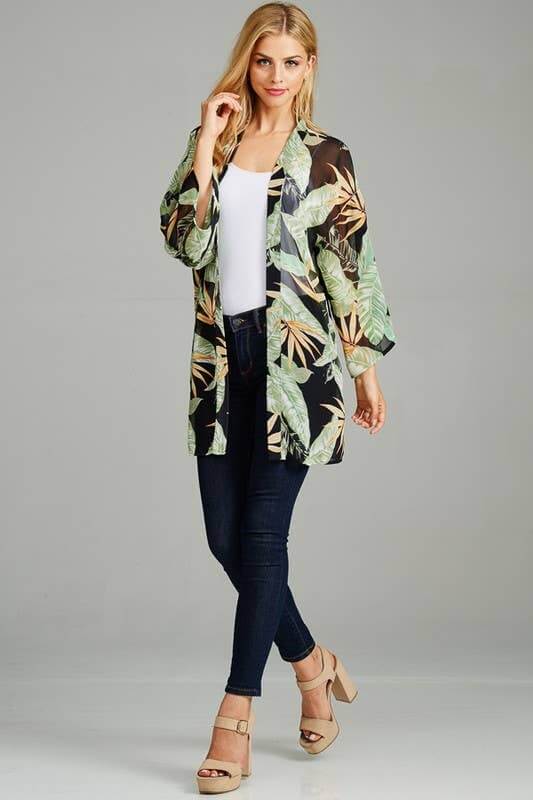 Open Front Floral Printed Kimono | Kimonos | 2