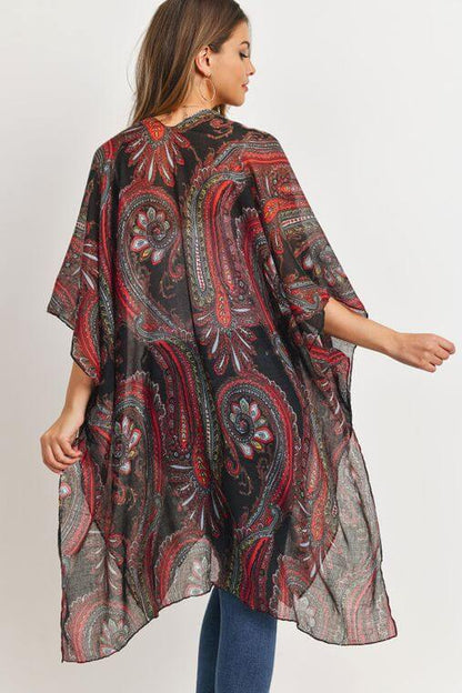 Paisley Print Open Front Kimono | Kimonos | 4