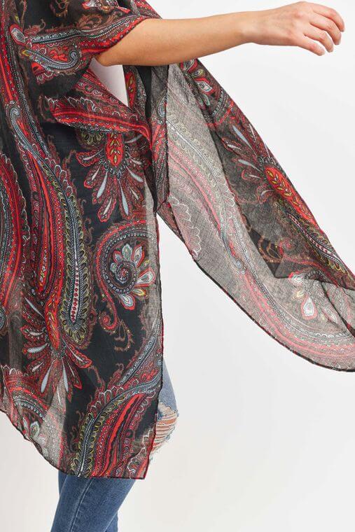 Paisley Print Open Front Kimono | Kimonos | 5