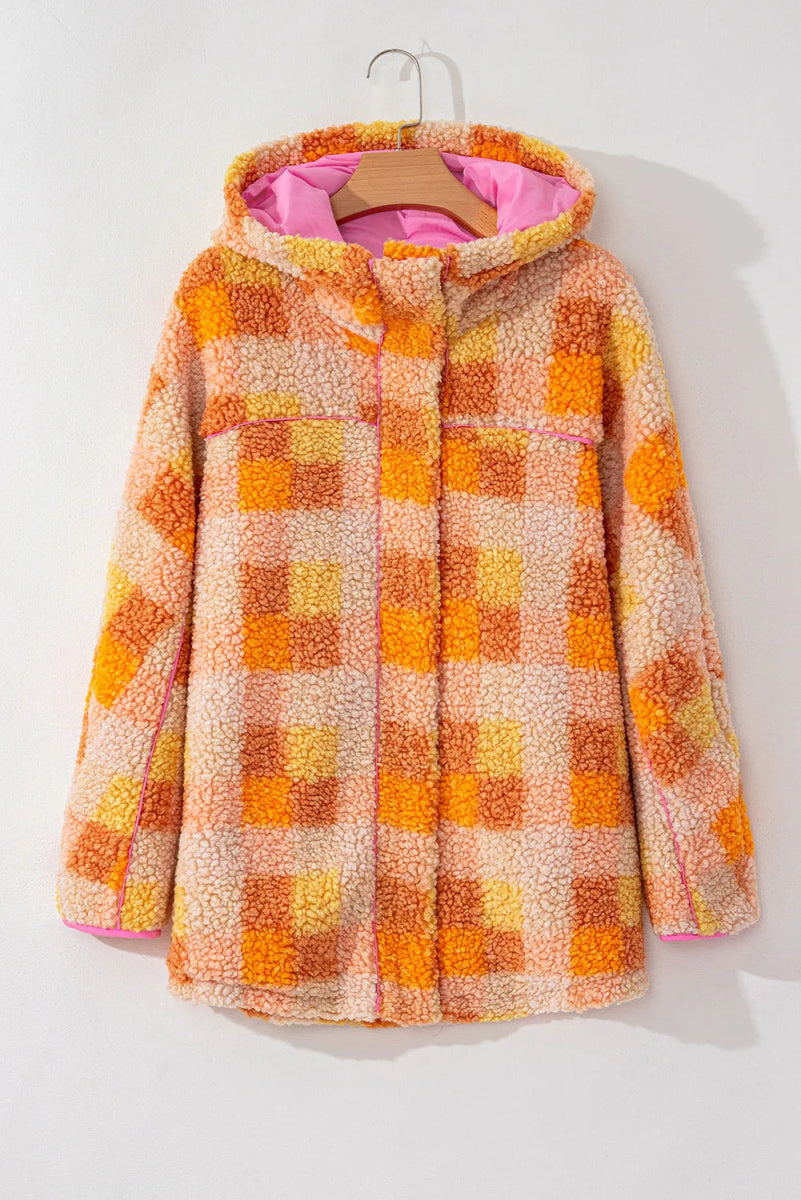 Plaid Long Sleeve Hooded Jacket | Jackets | 3