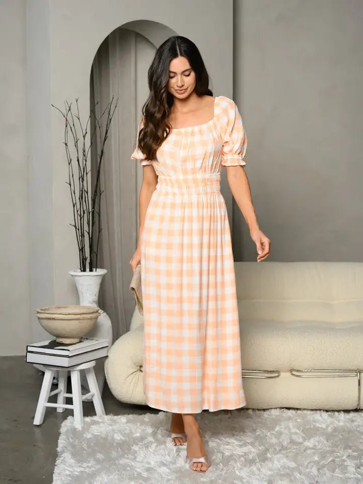 Plaid Smocked Waist Maxi Dress | Maxi Dresses | 3