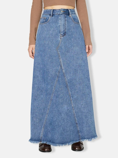 Raw Hem Maxi Denim Skirt | Denim Skirts | 5