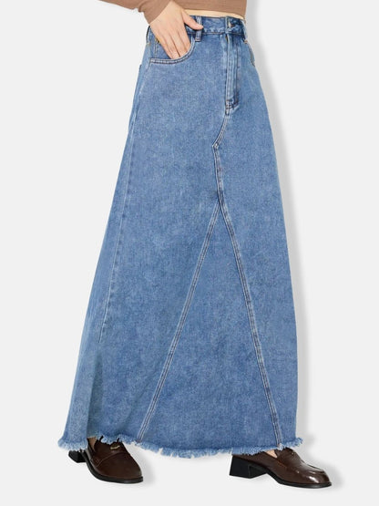 Raw Hem Maxi Denim Skirt | Denim Skirts | 2