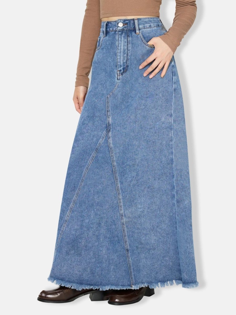 Raw Hem Maxi Denim Skirt | Denim Skirts | 4