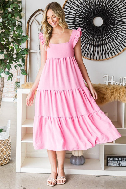 Reborn J Ruffled Sleeveless Tiered Midi Dress | Maxi Dresses | 1