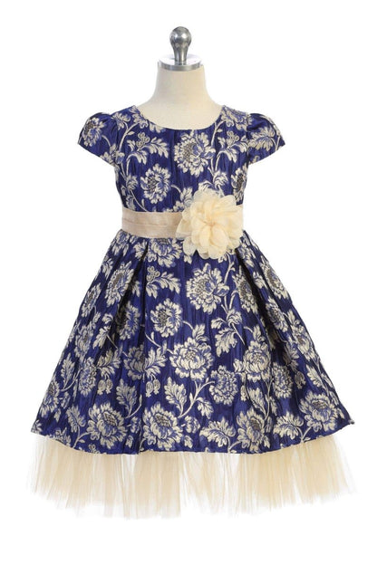 Royal Blue Brocade Peaking Tulle Dress | Girls' Dresses | 2