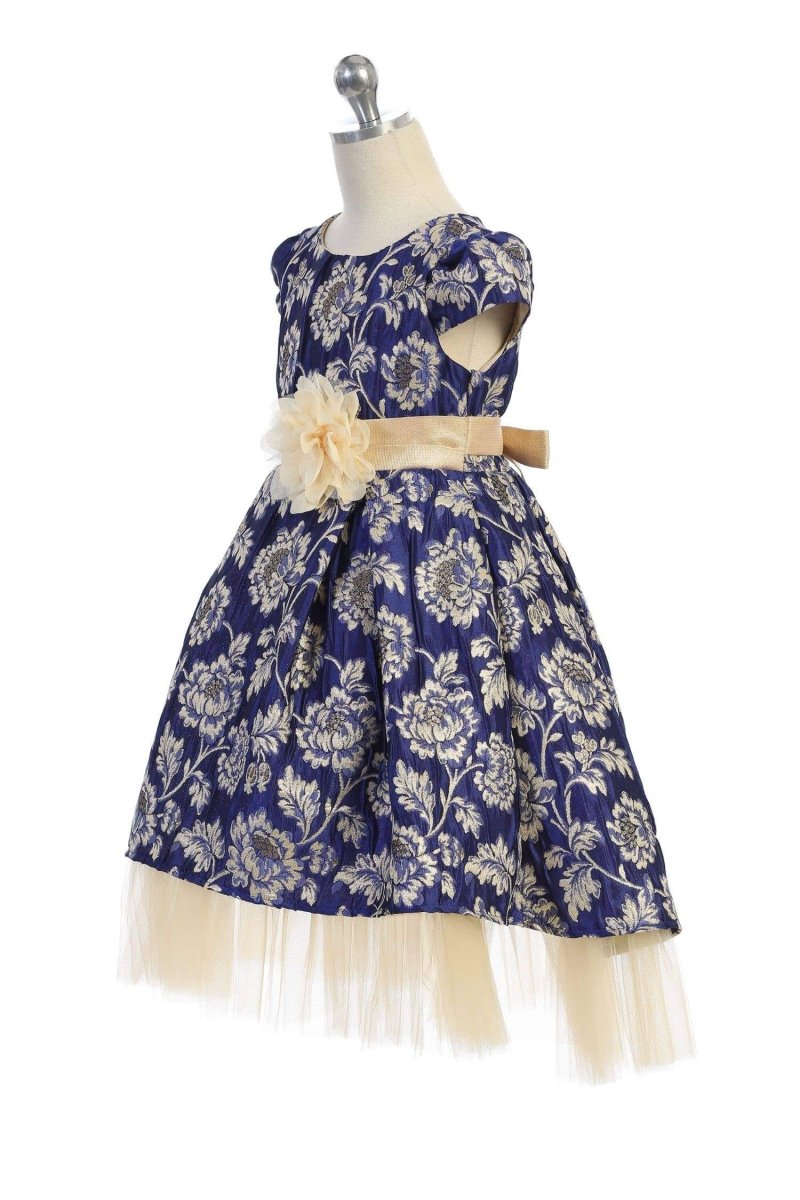 Royal Blue Brocade Peaking Tulle Dress | Girls' Dresses | 3