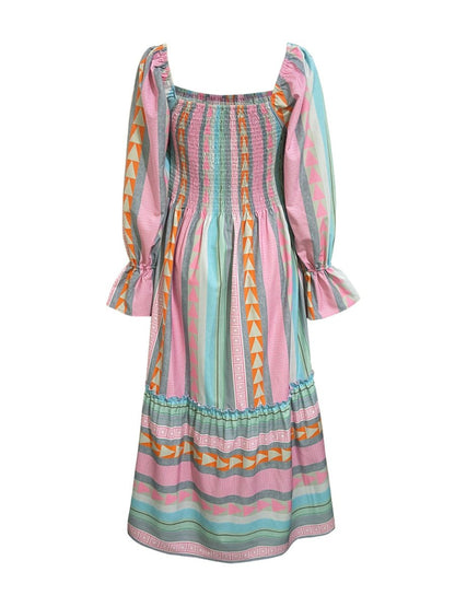 Ruffled Striped Long Sleeve Dress | Maxi Dresses | 2