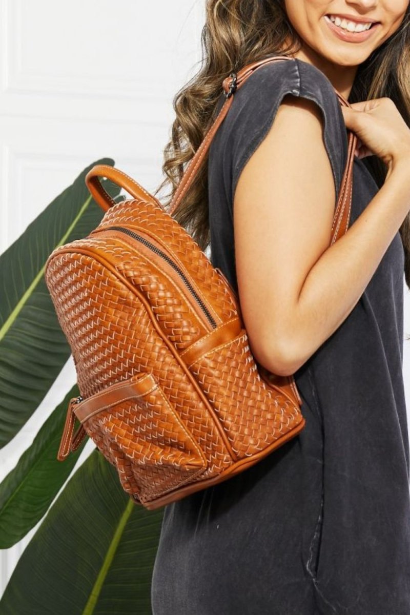 SHOMICO Certainly Chic Faux Leather Woven Backpack | Backpacks | 2