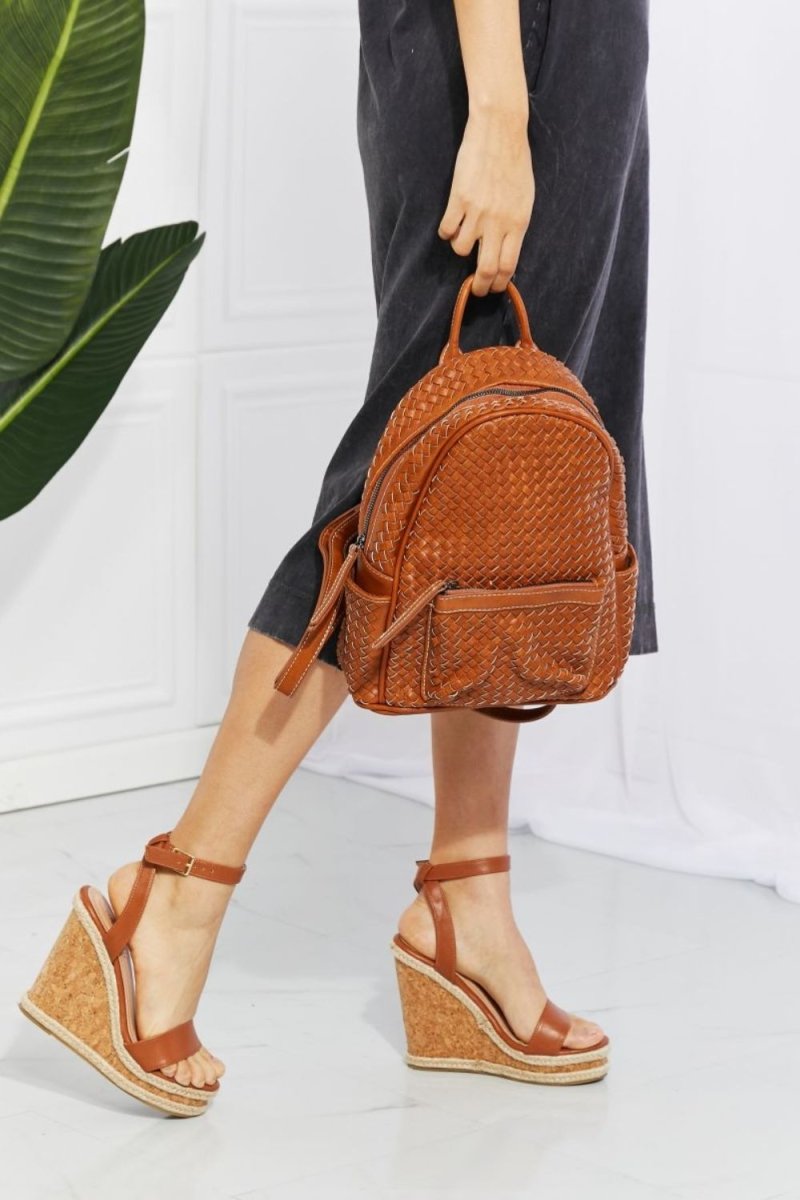 SHOMICO Certainly Chic Faux Leather Woven Backpack | Backpacks | 4