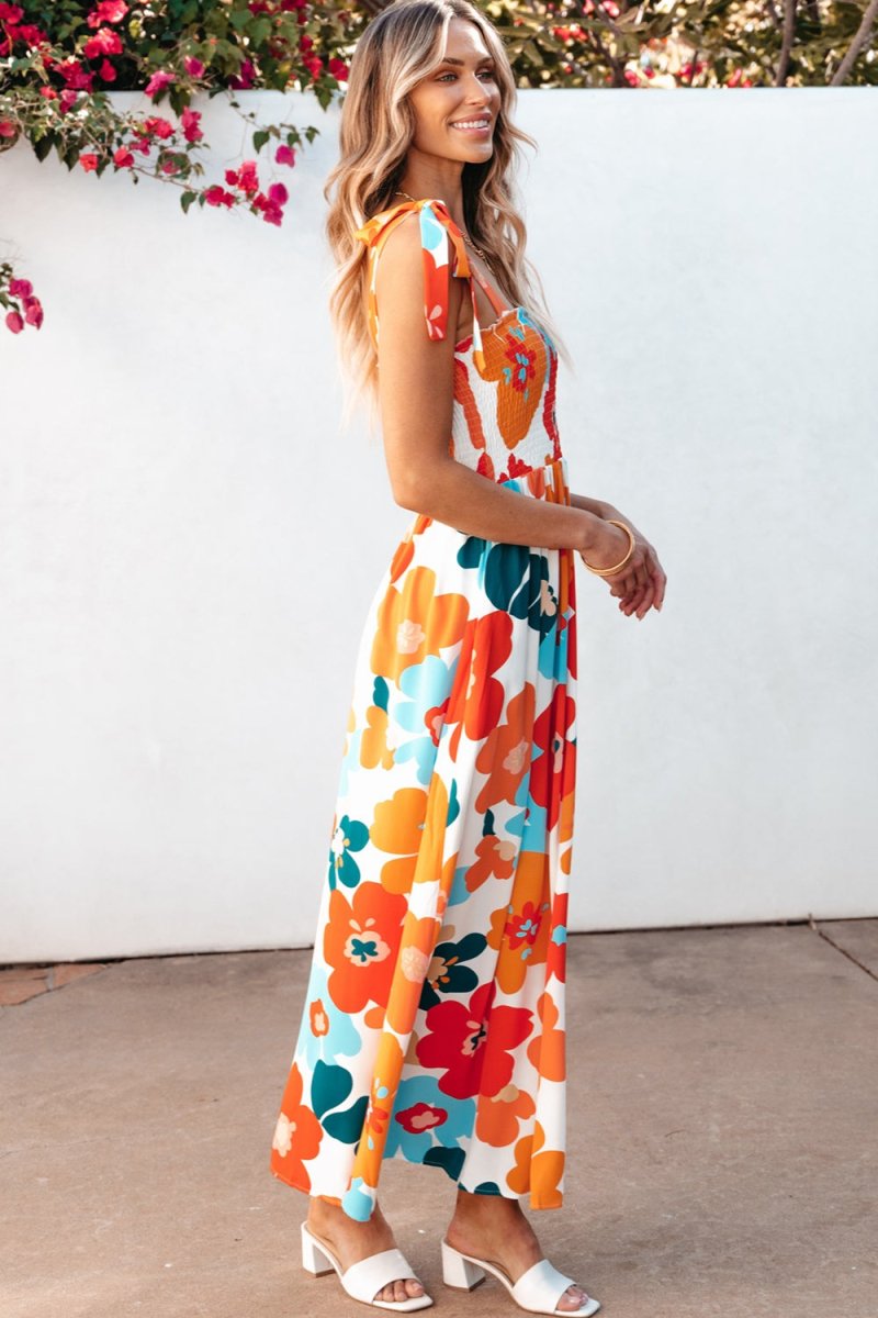 Smocked Printed Square Neck Dress | Maxi Dresses | 3