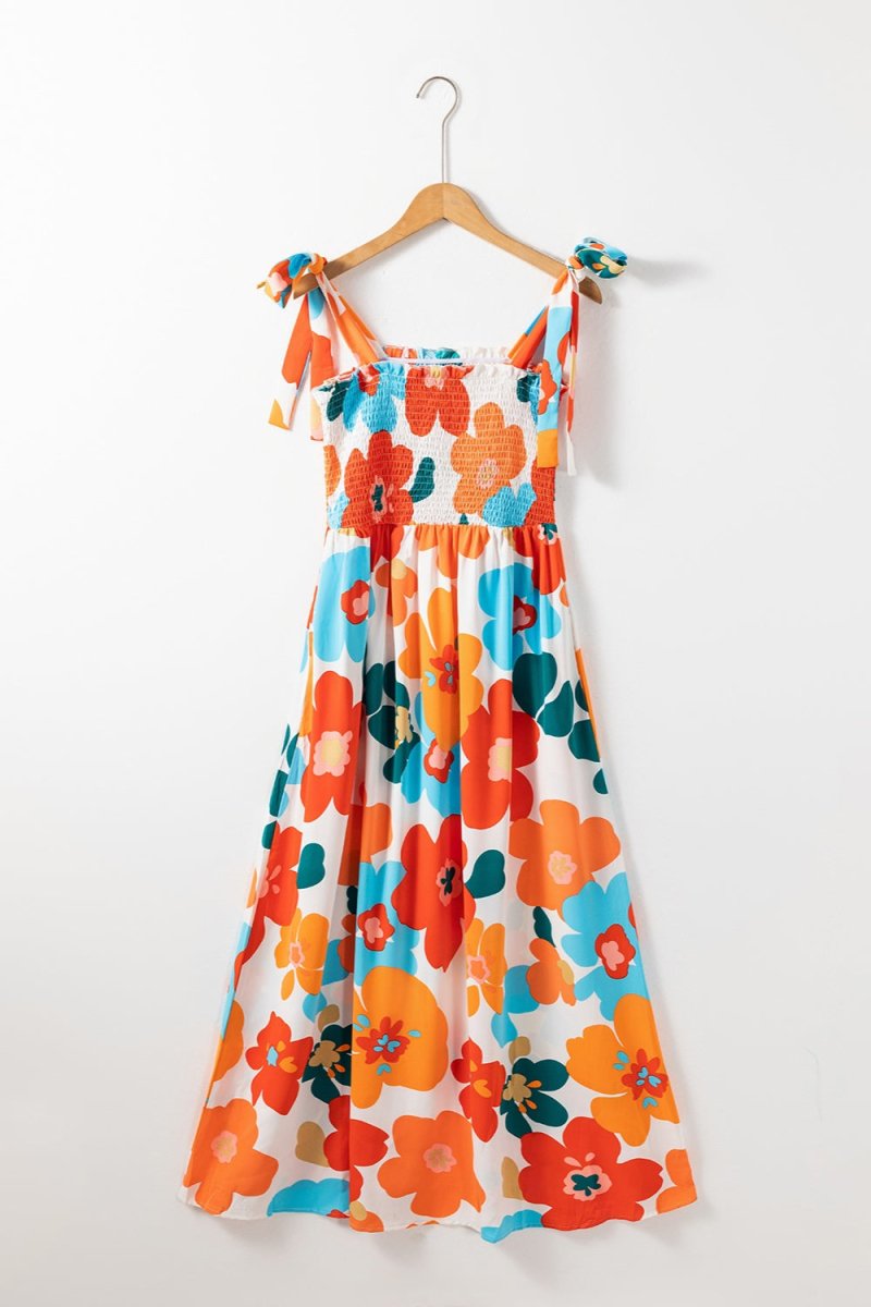 Smocked Printed Square Neck Dress | Maxi Dresses | 8