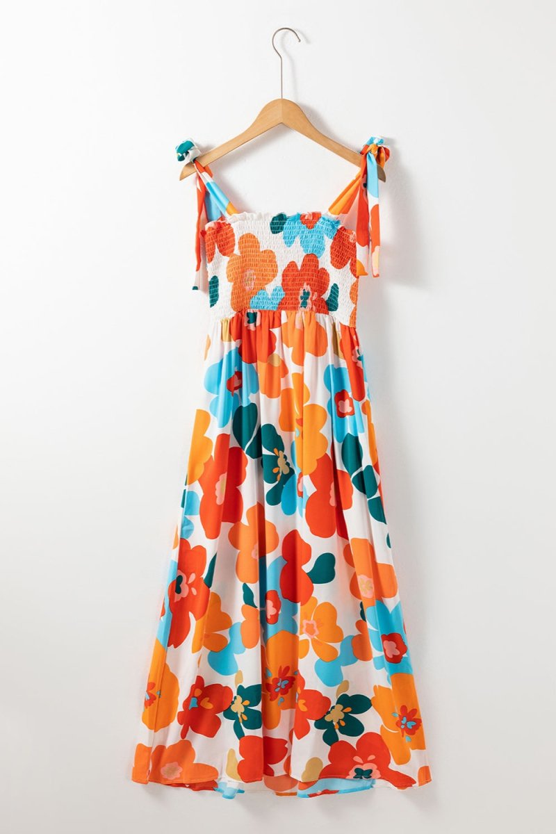 Smocked Printed Square Neck Dress | Maxi Dresses | 7