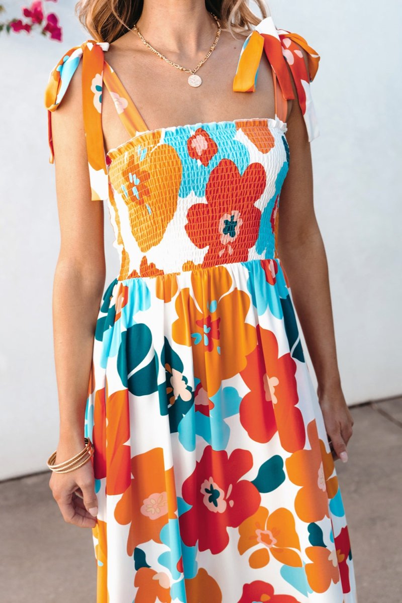 Smocked Printed Square Neck Dress | Maxi Dresses | 5