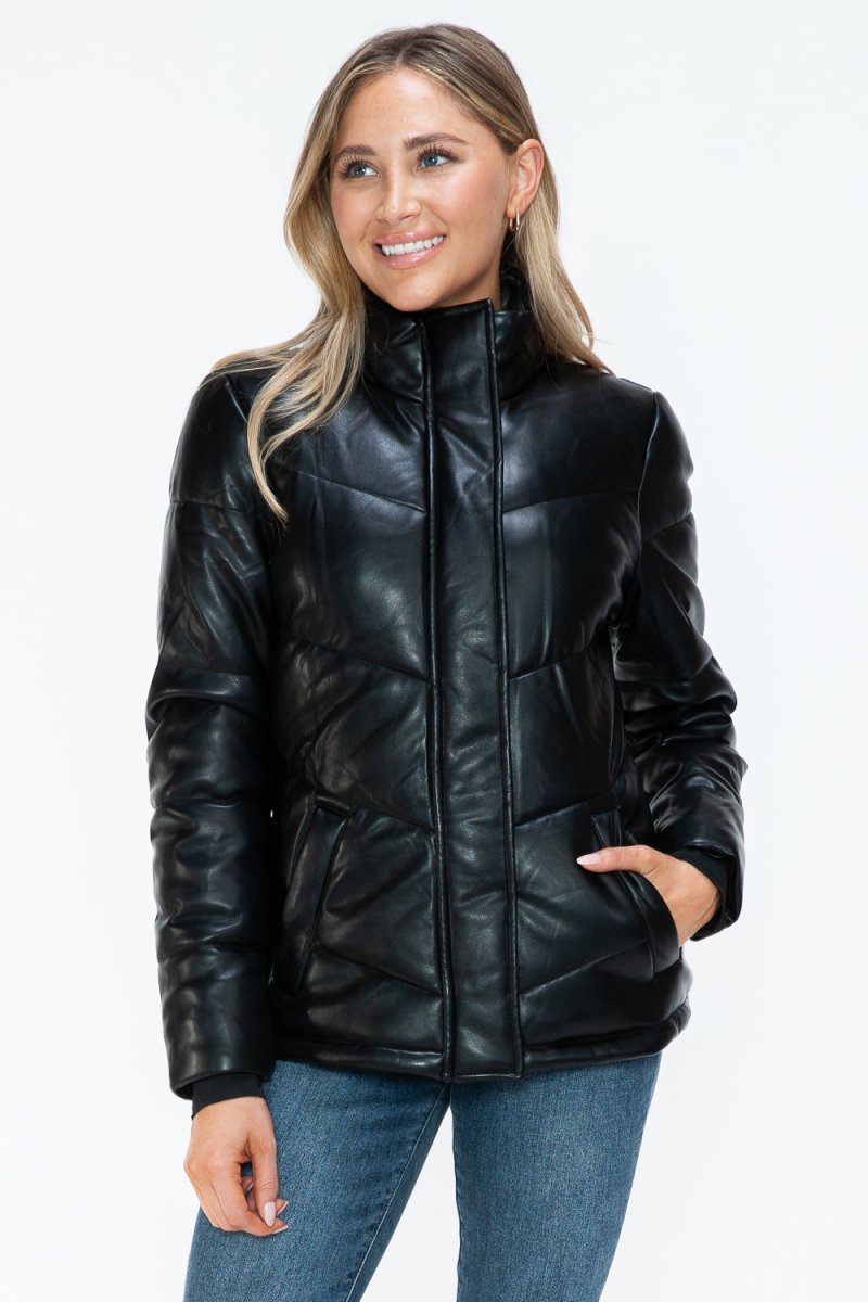 Snobbish Pocketed Zip Up Turtleneck Puffer Jacket | Coats | 9