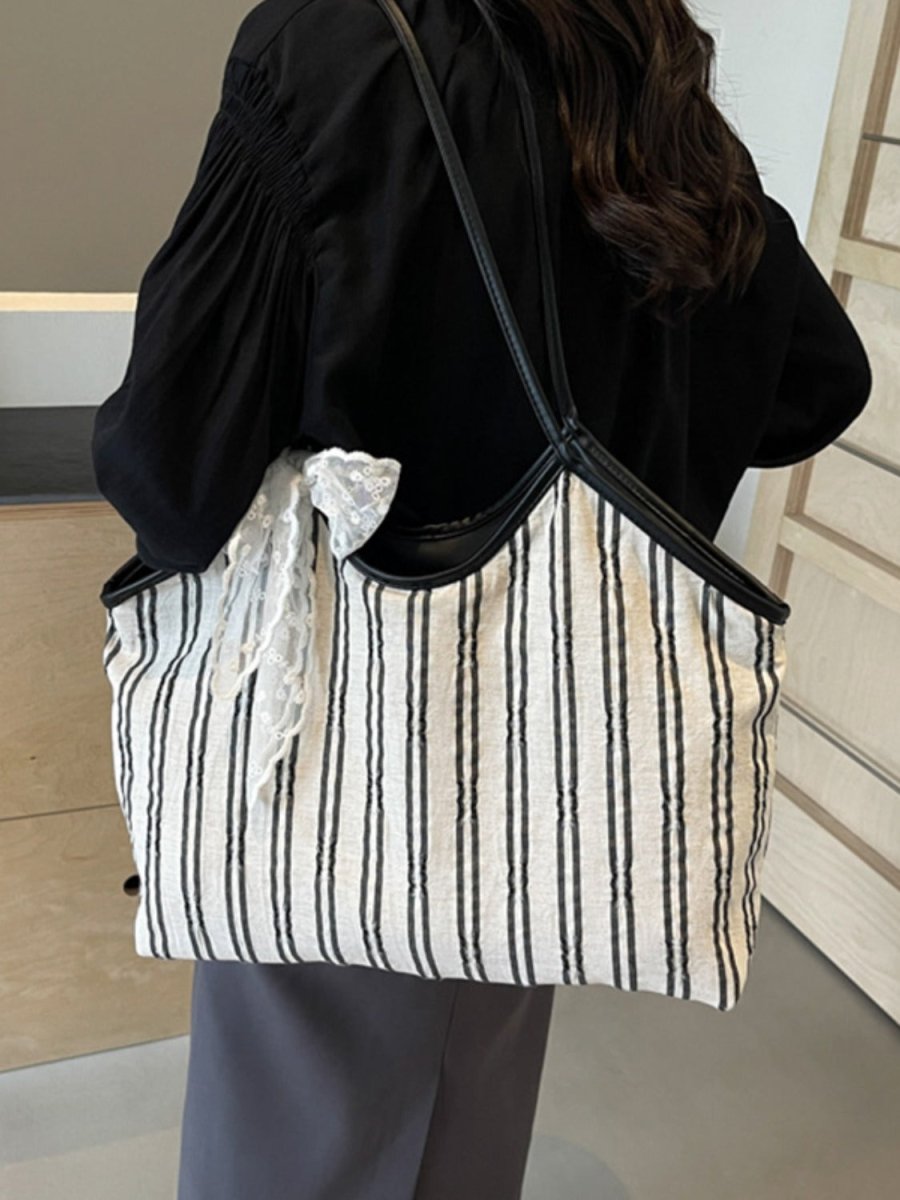 Striped Canvas Tote Bag | Totes | 8